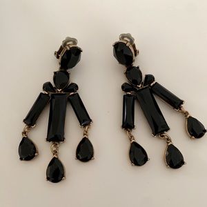 Oscar de la Renta black clip on earrings